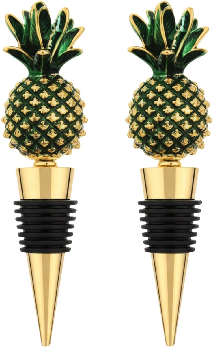 Wijnstopper - Mooie wijnstopper voor een chique gevoel - Goude kleur ananas - 2 stuks