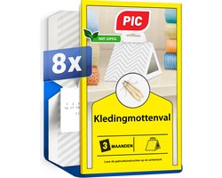 PIC Kledingmottenval 8 Stuks | Vangt Kledingmotten Betrouwbaar | Geurloos & Insecticidevrij | Voor Kledingkasten, Garderobes, Opbergboxen & Lades | Handige Monitoring Val voor Textielmotten