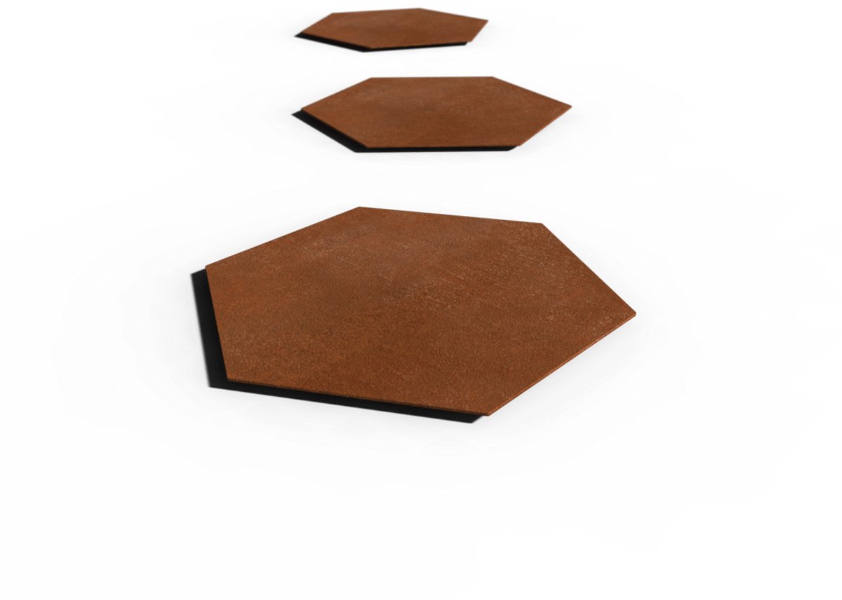 Cortenstaal Staptegel Hexagon | 50 x 0,3