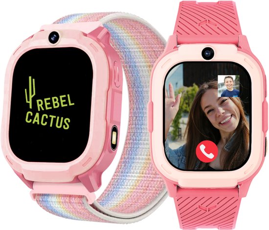 Rebel Cactus SKY - kindersmartwatch met WhatsApp - GPS tracker - Roze | bol