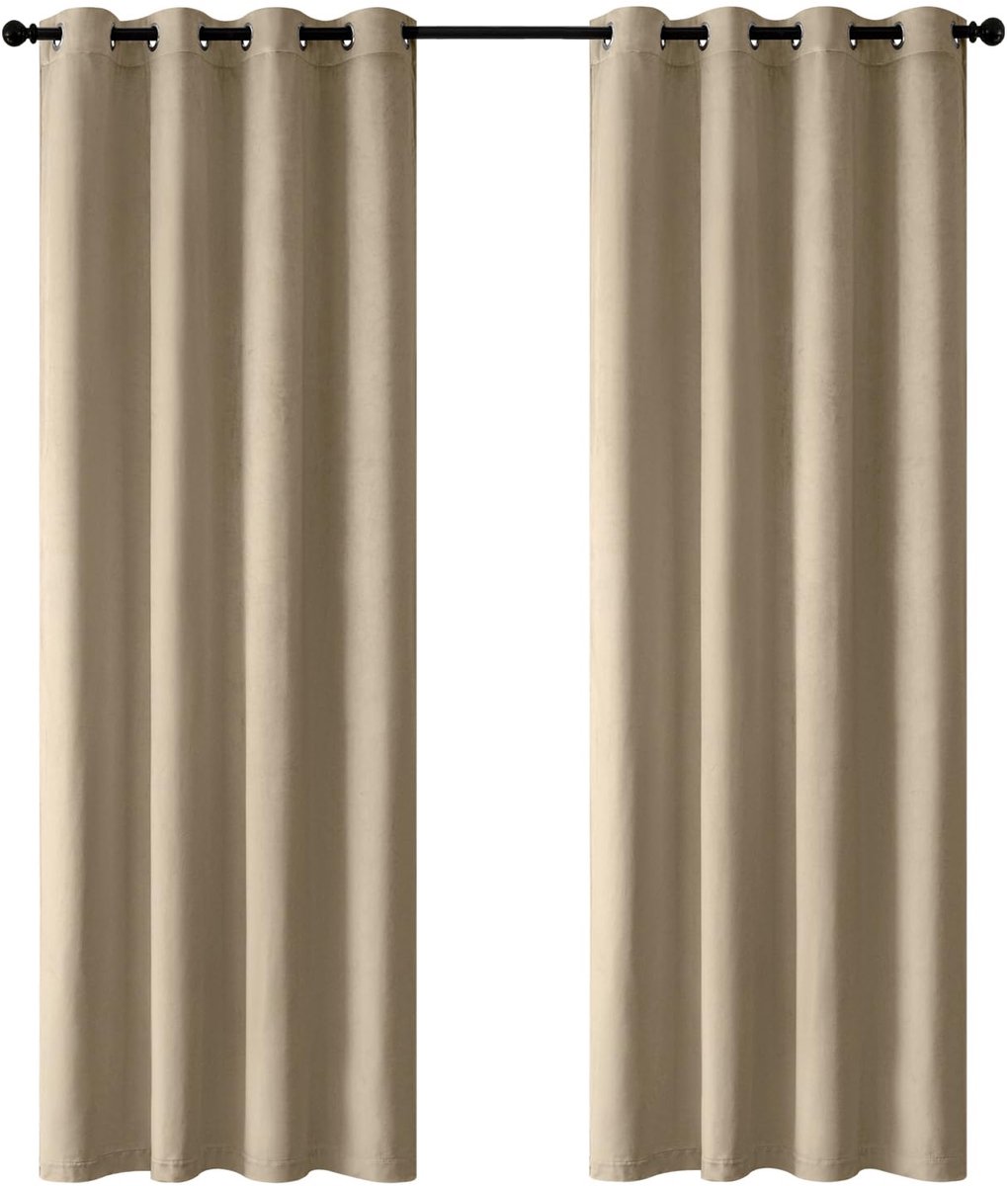 Unyqoos Dubbelzijdig fluwelen thermogordijn voor warmte-isolatie en privacy beige