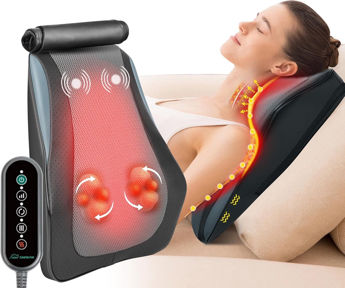 Verwarmd Shiatsu Massagekussen - voor Rug en Nek - Infrarood - Massagekussen nek