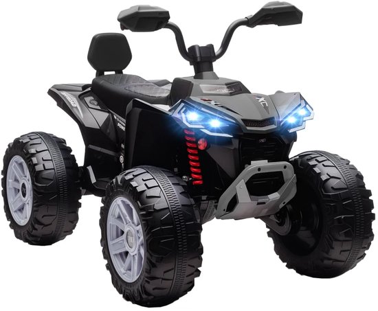 Elektrische Kinderquad - Voertuig met 4 Wielen - 24V - tot 6,5 km/u - Kinderen 3-8 jaar - met USB-aansluiting en Verlichting - Koplampen & Muziek - Accuvoertuigen - Zwart