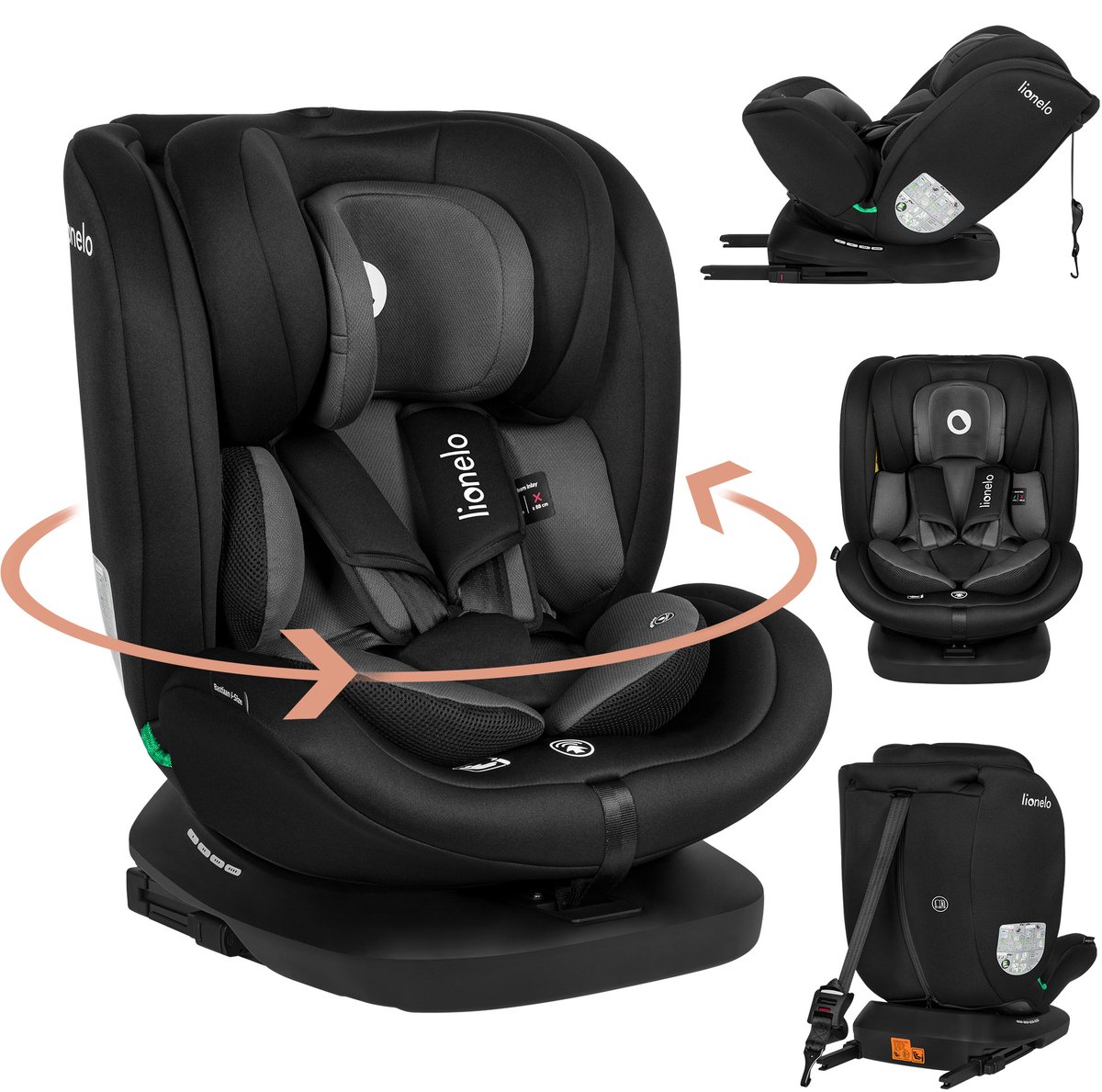 lionelo Autostoel Bastiaan i-Size Black Grey