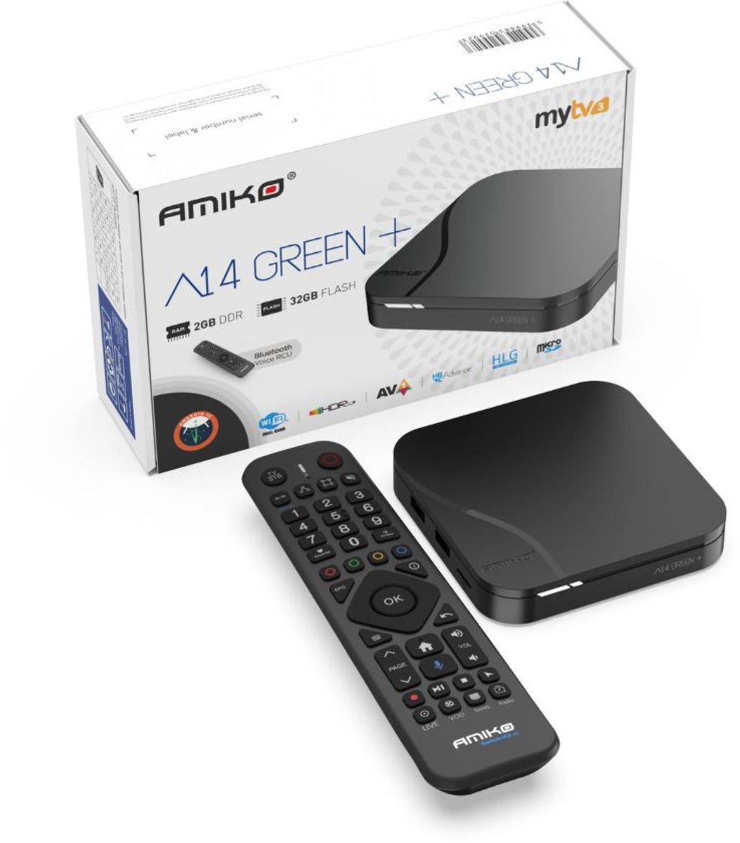 Amiko A14 Green+ 4K UHD Android Media Streaming Box