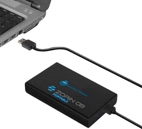 Draagbare externe SSD met Zorin 18 voorgeïnstalleerd + AnonSurf Module
