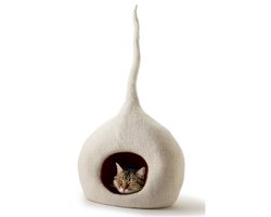 Vilten Kattenhol van Merinowol – Handgemaakte Kattenmand – Zacht, Warm & Geborgen – Kattenhuis – Beige