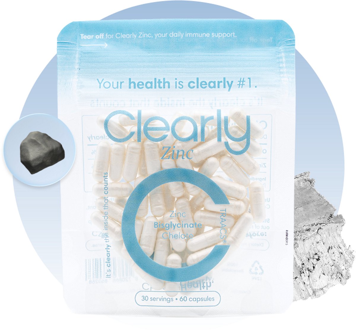 Clearly Zink – Albion® Zink Bisglycinaat 15 mg – 60 Capsules – Hoogopneembaar Zinksupplement – Zonder Toevoegingen