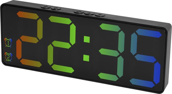 Nuvance Digitale Wekker - Digitale Klok - Wekkers voor Kinderen & Volwassenen - Reiswekker - Slaapkamer - Led Wekkers Digitaal - Zwart RGB