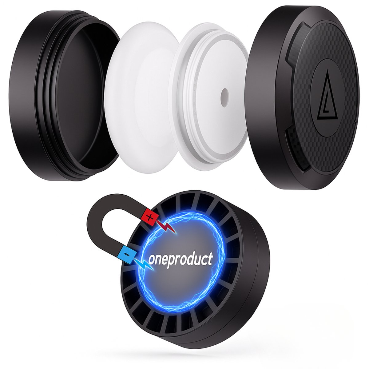 Oneproduct Magnetische Houder - Waterdicht - Magnetisch - Waterdichte Case - Beschermd - Geschikt voor Airtag - Zwart