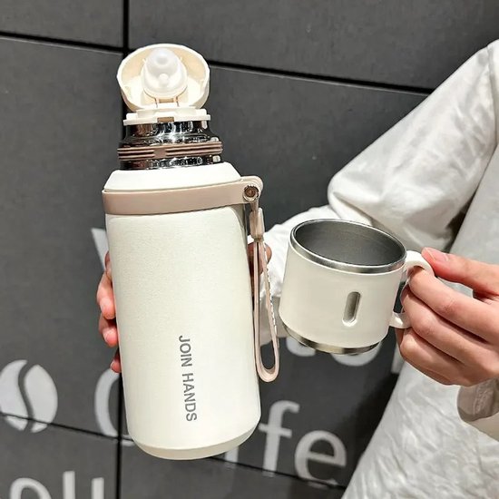 MIRA Roestvrijstalen thermosfles voor losse thee - Geïsoleerde reisbeker met afneembare thee-ei - 532 ml, ruimteblauw