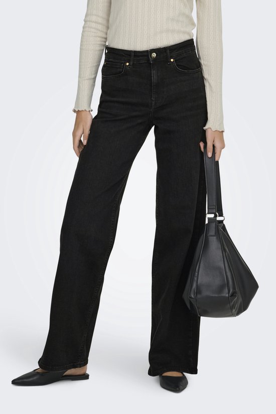 ONLY Women's Onlmadison Hw Button Wide Dnm Gen769Noos ONLY Female Jeans Mit Weitem Bein Onlmadison Hohe Waist Weiter Beinschnitt Jeans, Light grey denim, S /34 L