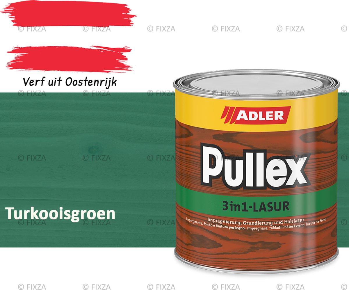 ADLER Pullex 3in1 Lazuur – Turkooisgroen – 2,5 liter – Houtbescherming voor Buiten – Grondverf, Tussenlaag & Eindlaag in Eén – Matte Afwerking – UV- bestendig