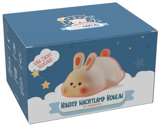 Nachtlampje kinderen konijn - Baby Nachtlampje - Met touch functie - Veilig voor kinderen - USB Oplaadbaar - Dimbaar - LED - Slaap Maatjes van Slaap Maatjes — afbeelding 5