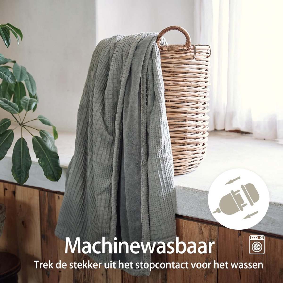 ZRSS® Elektrische Fleecedeken 2-persoons met Timer 130 x 160 cm Grijs - afbeelding 3