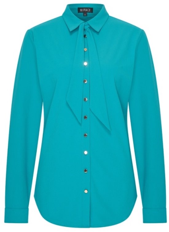 MI PIACE - Travel Blouse Uni Gold Button 202767 Petrol