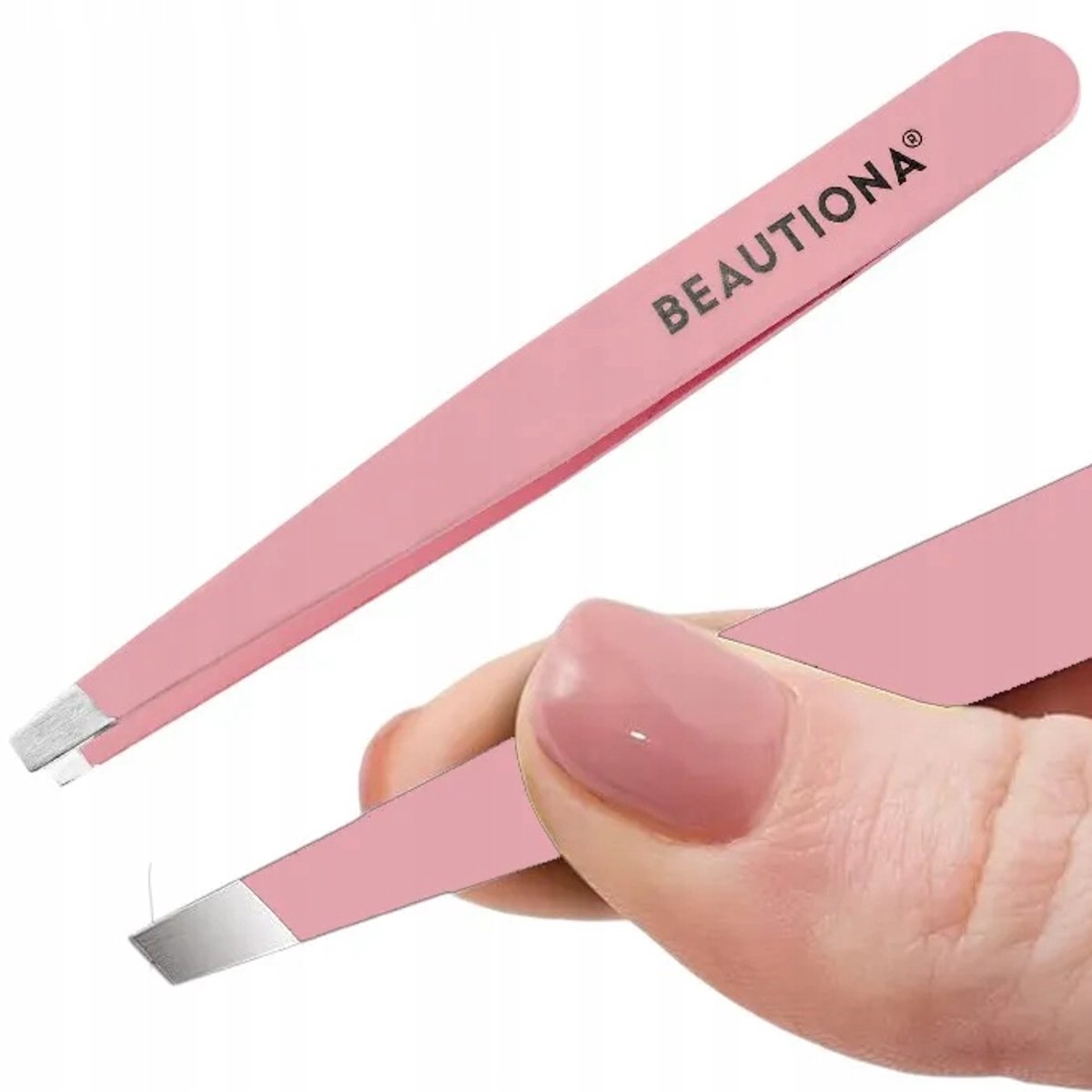 Roze Schuine Pincet voor Wenkbrauwcorrectie - Precisie & Comfort
