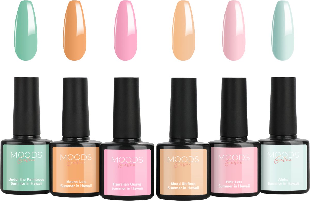 Moods Gellak 6-delige Set - Gel Nagellak - 8ML - Summer in Hawaii - Gellac - Nagels - Gellak Starterspakket - Pastel Kleuren