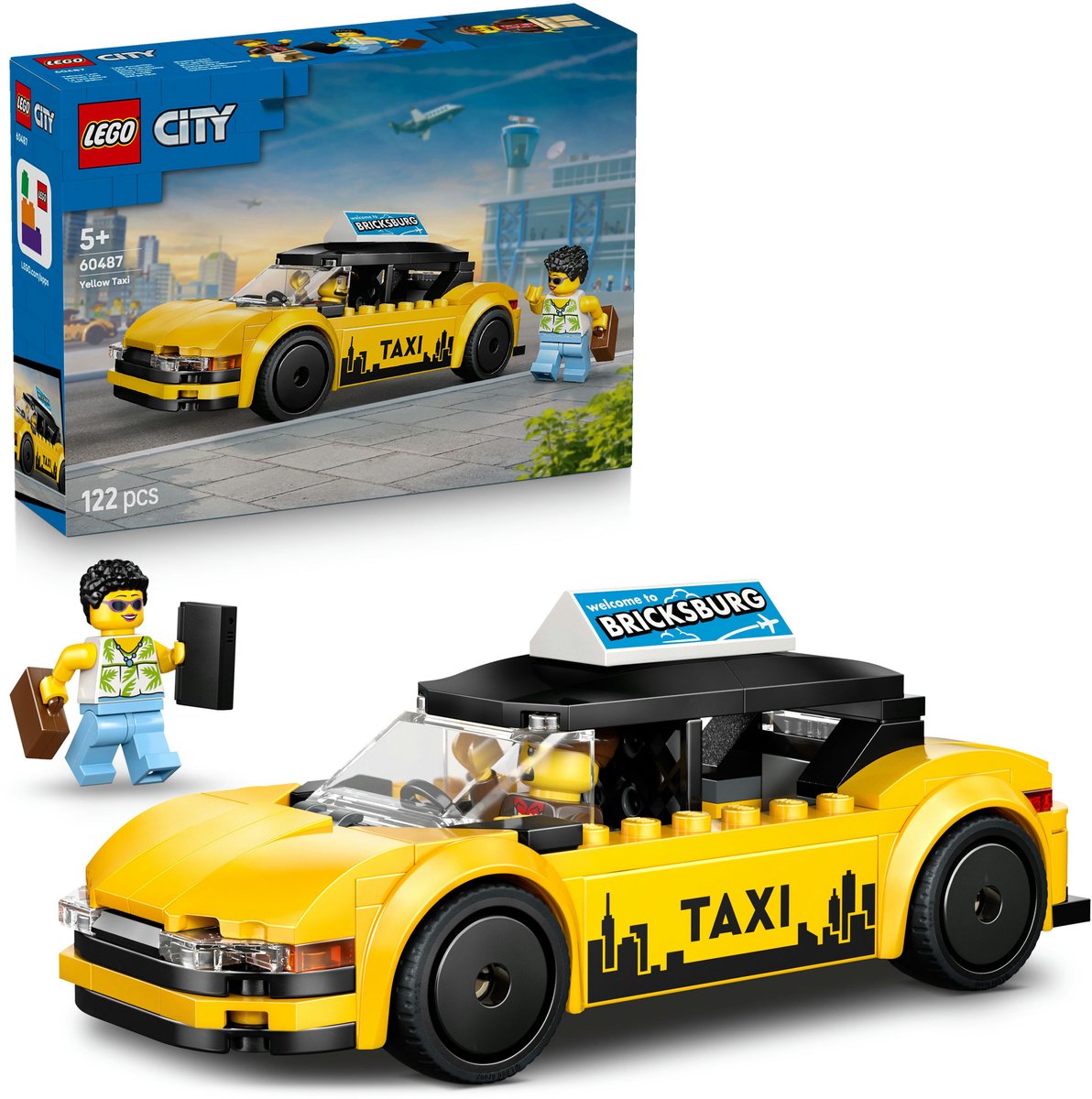 LEGO® City Gele Taxi - Modelautobouwset met 2 Minifiguren - Klassieke Speelgoedtaxi - 60487 — afbeelding 2