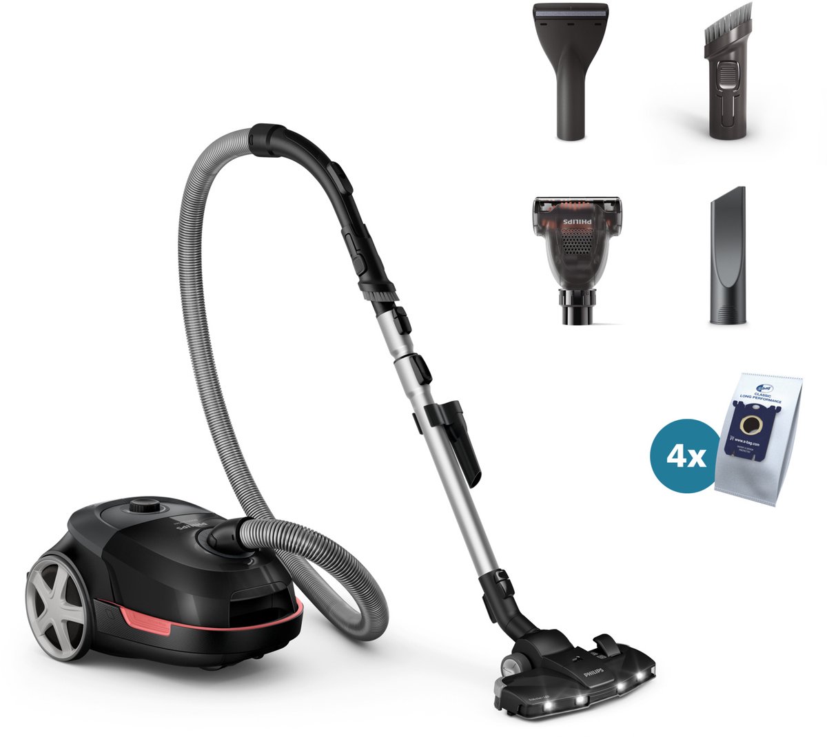 Philips Xd6142/12 Stofzuiger Met Zak Diep Zwart