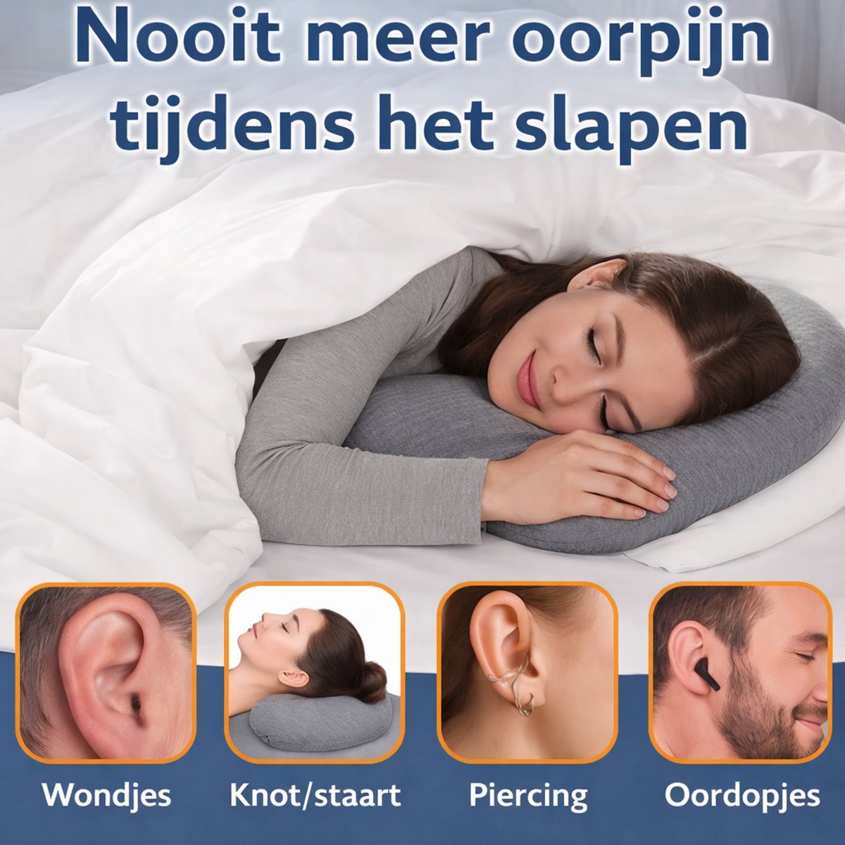 Piercingkussen, 44 X 32 8 Cm, Donutkussen Met Gat Van 10 Verhoogde Vulhoogte Verstelbaar Ergonomisch Piercing Kussen Voor Het Verlichten Pijn Oren Slapen Aan De Zijkant Wit 2419220218