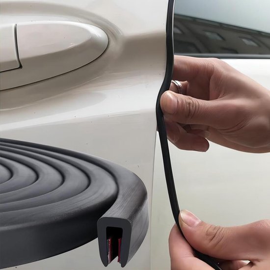 VirtuBuy - Deurrandbescherming - Autoaccessoire - 1,5 mm x 6 m - Zelfklevend - Zwart - Voor Autodeuren - U-vorm - Zelf te monteren - Geschikt voor diverse modellen