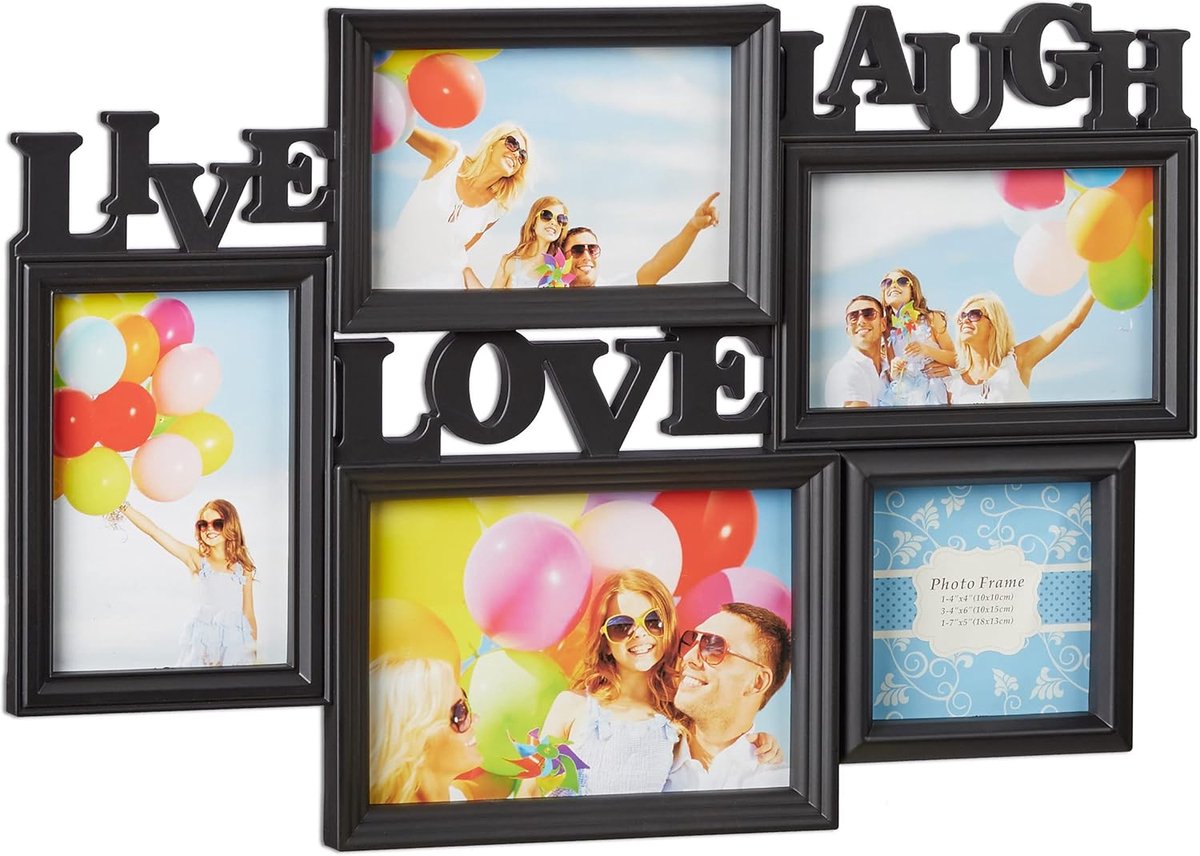 Famanu Decoratieve fotolijst voor 3 foto's 15x10cm wit/zwart