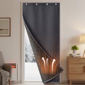 Rideau de porte Qelus résistant à la chaleur – Rideau isolant robuste et résistant, Water et coupe-vent, insonorisant, autocollant, adapté à la maison, au Winkel ou au restaurant – 1 pièce (Grijs, l 100 x H 210 cm)