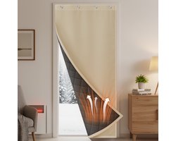 Qelus Warmtewerend Deurgordijn - Stevig en Robuust Isolerend Gordijn, Water - en Winddicht, Geluidsreducerend, Zelfklevend, Geschikt voor Thuis, Woonkamer, Entree- 1 Stuk (Beige, B100 x H210cm)