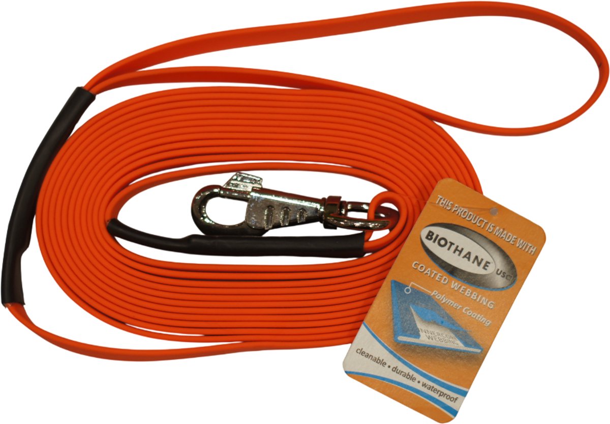 Biothane Leiband Standaard 5m 16mm Military Olive met handvat gestikt/genaaid
