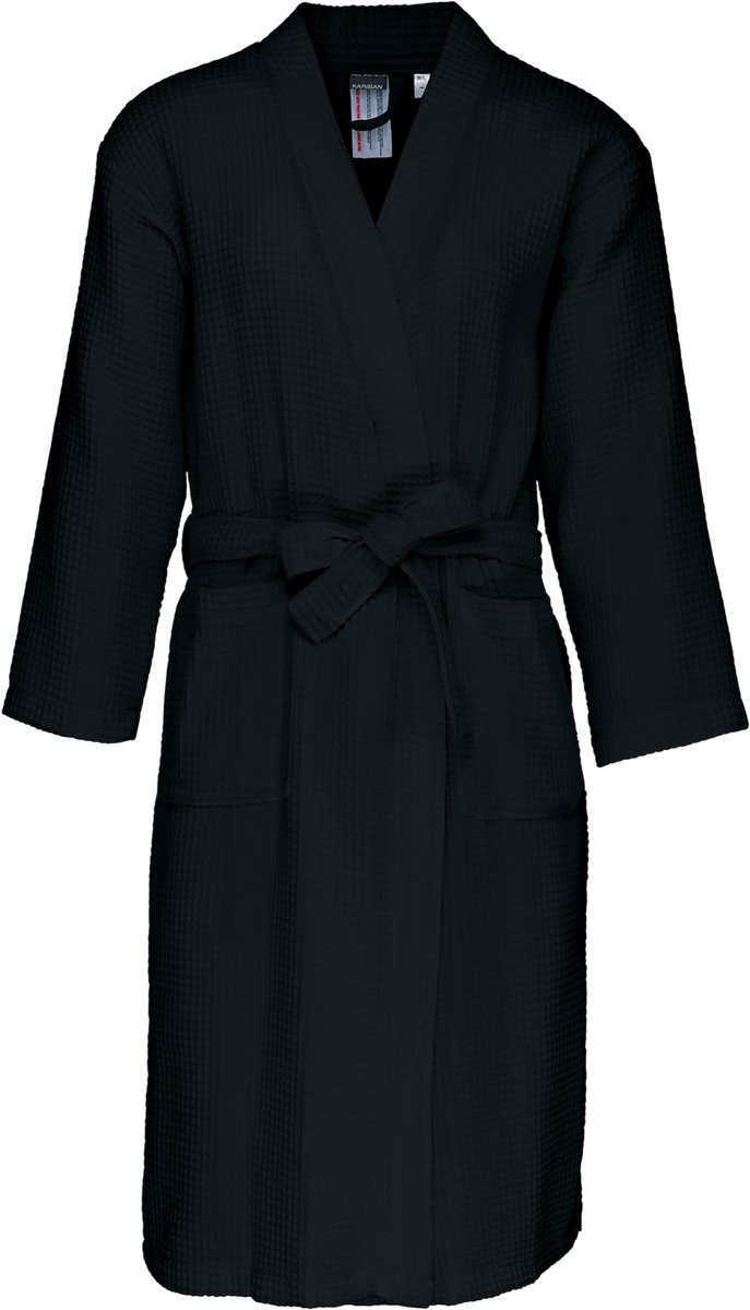 Kariban Kimono Badjas Honinggraatstructuur K122 Zwart