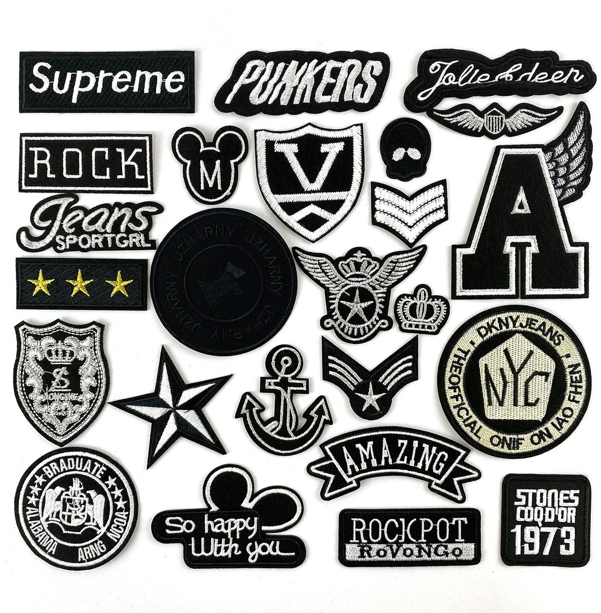 Daity 25 stuks - DIY badge patches - geborduurd met een gemengd patroon om op te strijken - geschikt voor kleding - rugzakken - T-shirts, jeans, rokken, vesten, sjaals, hoeden en tassen.