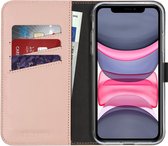 Selencia Hoesje - Geschikt voor Apple iPhone 11 - Echt Lederen Bookcase - Dusty Pink