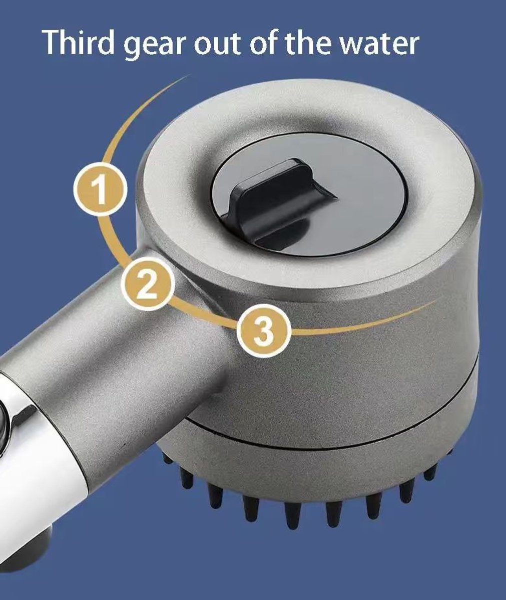 COZYVENT SPA Douchekop met spons filter, hogedruk handdouche, 3 straalsoorten, douchekop voor het verwijderen van kalkaanslag, restchloor, bacteriën en zware metalen, grijs 3 filters set