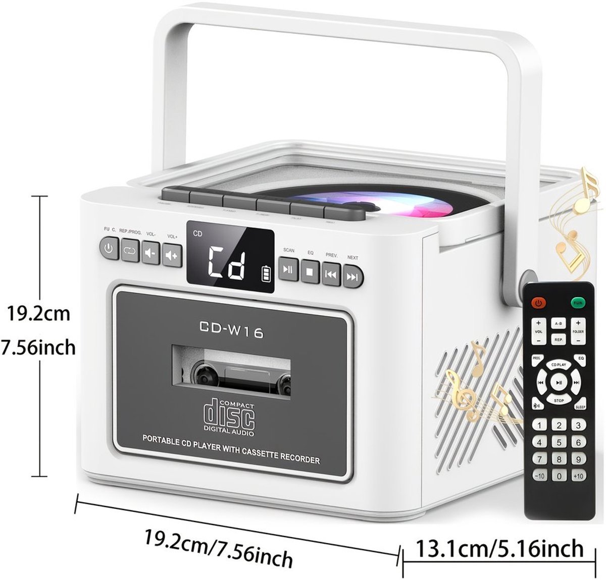 Retro CD-Cassette Boombox - 5W Stereo, Radio & USB thumbnail 6