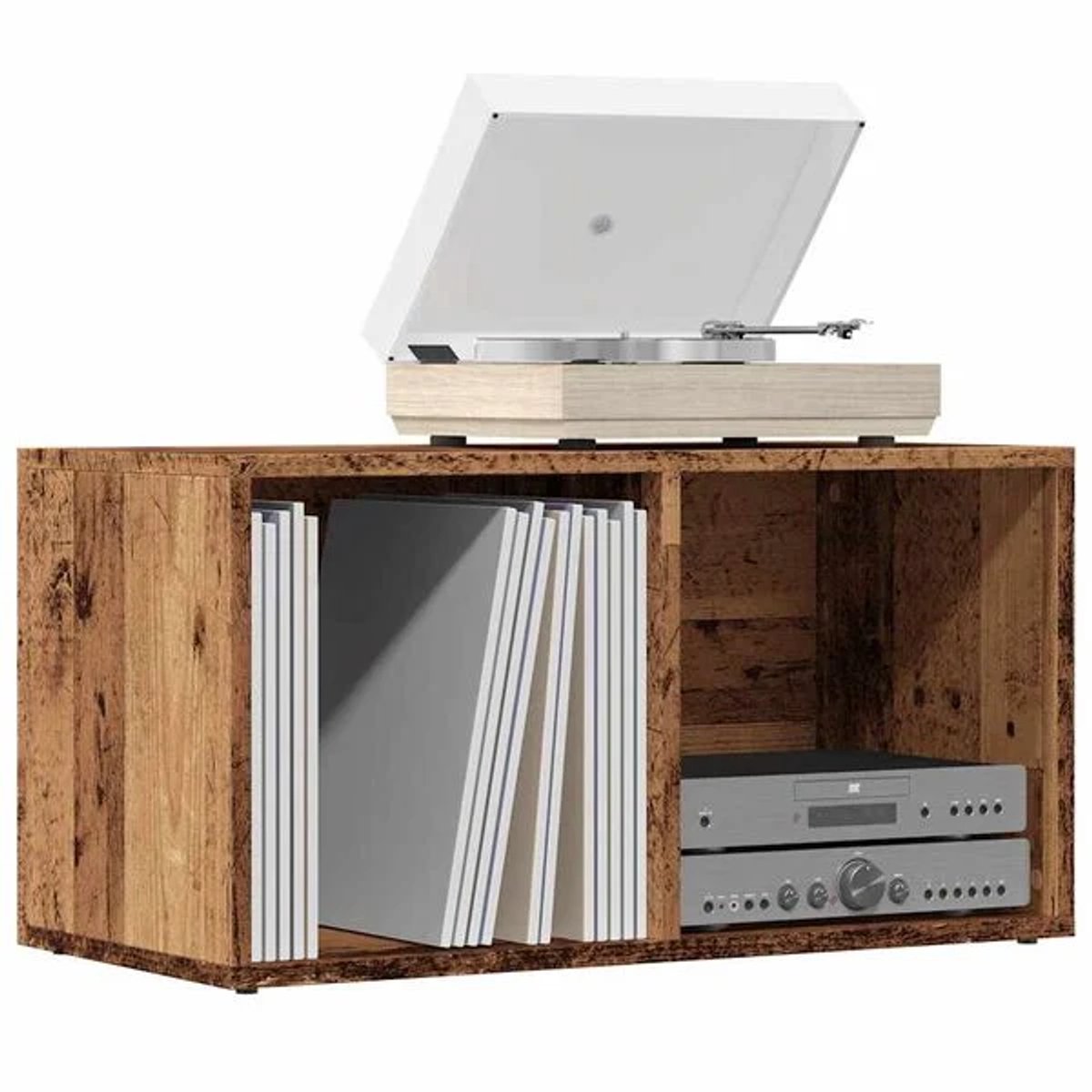 Platenspelermeubel - LP-kast - Platenspelerkast - Draaitafelstandaard - Platenspelerstandaard - Vintage Displayplank - Oud Hout