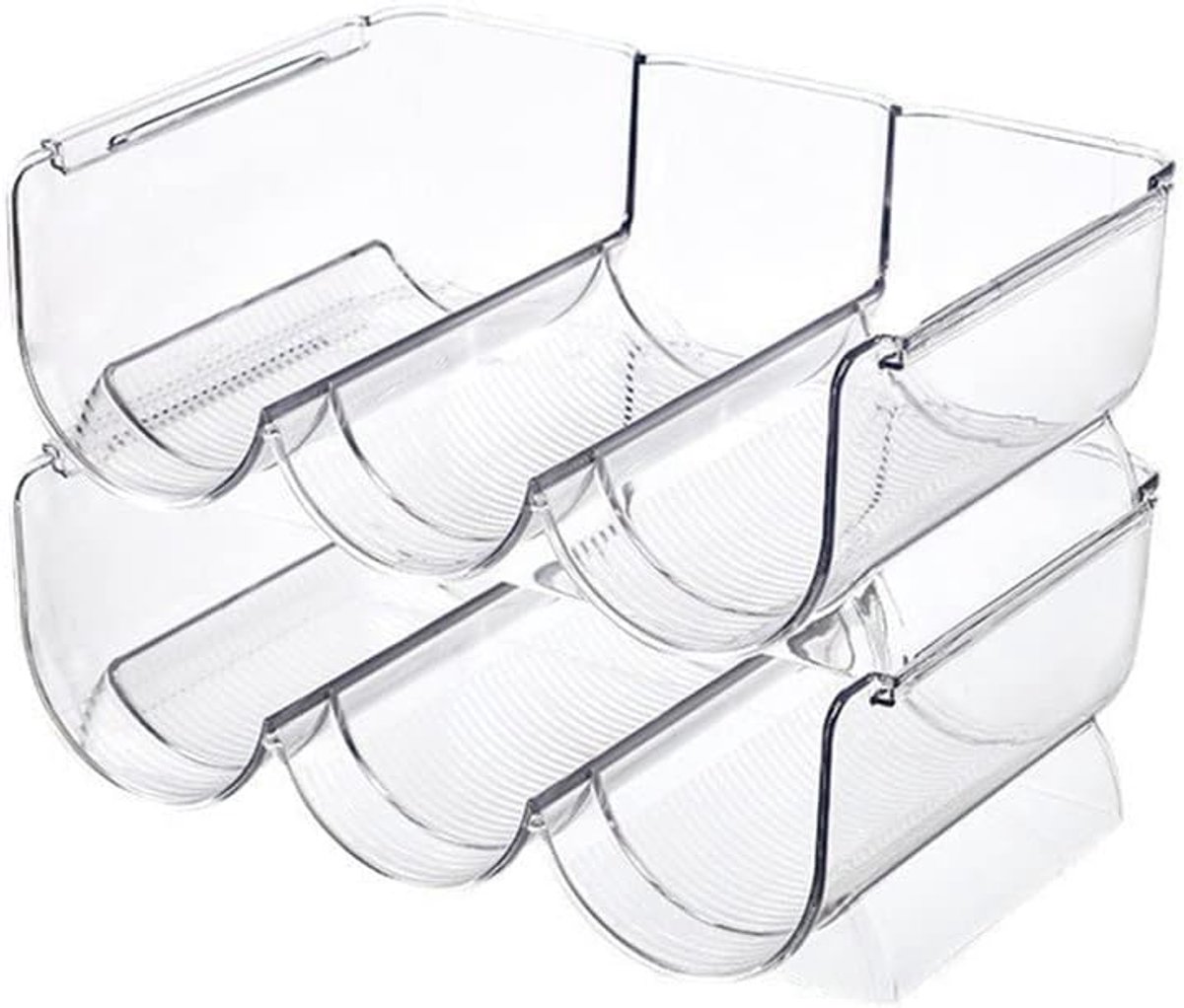 Famanu – Stapelbare bidonorganizer set van 2 – BPA-vrij flessenrek voor keukenblad en koelkast – Transparant