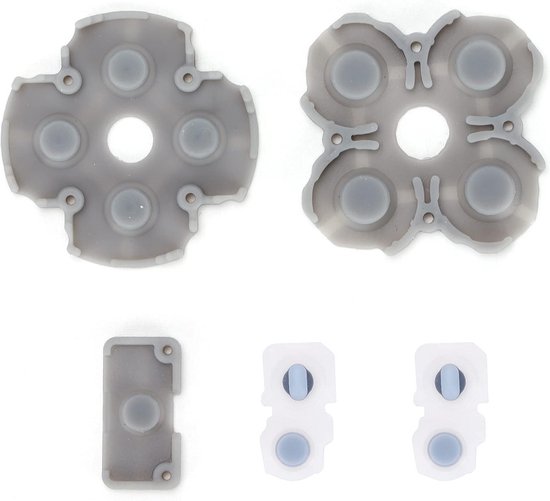 Grijze rubberen knoppads met grijze contactpunten, voor PS5 controller reparatie.