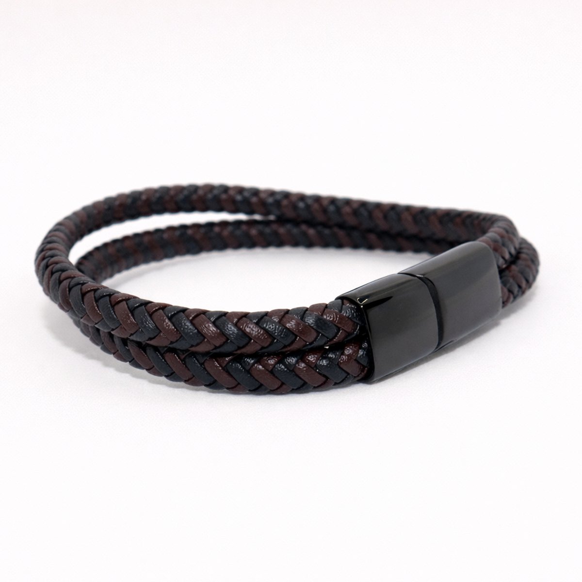 Assieraad - Asarmband met vulsetje - Mini urn - Armband met leer - Zwart met bruin - Maat