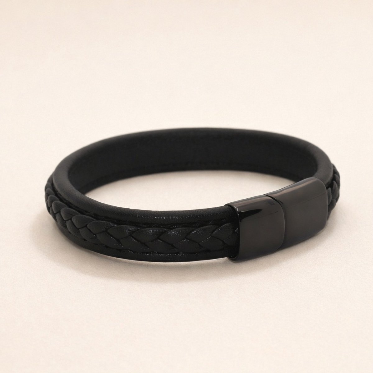 Assieraad - Asarmband met vulsetje - Mini urn - Lederen armband - Leer - Zwart met opligge
