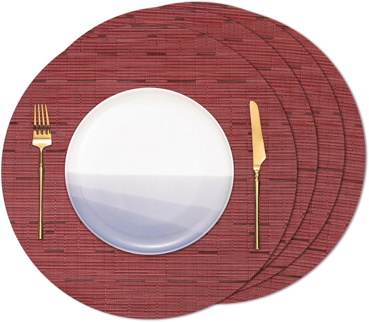 Wasbare Hittebestendige Placemats Rond PVC Antislip voor Keukentafel Set van 4