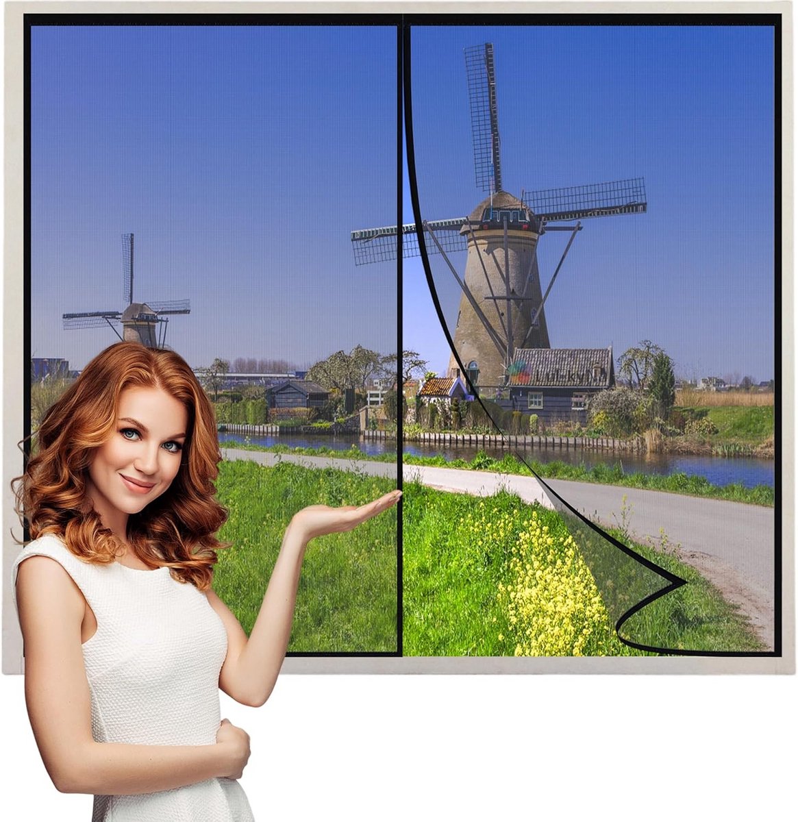 Magnetisch Hor voor Raam 85x85 cm Zwart - Insectenwerend & Eenvoudig Zonder Boren te Beves
