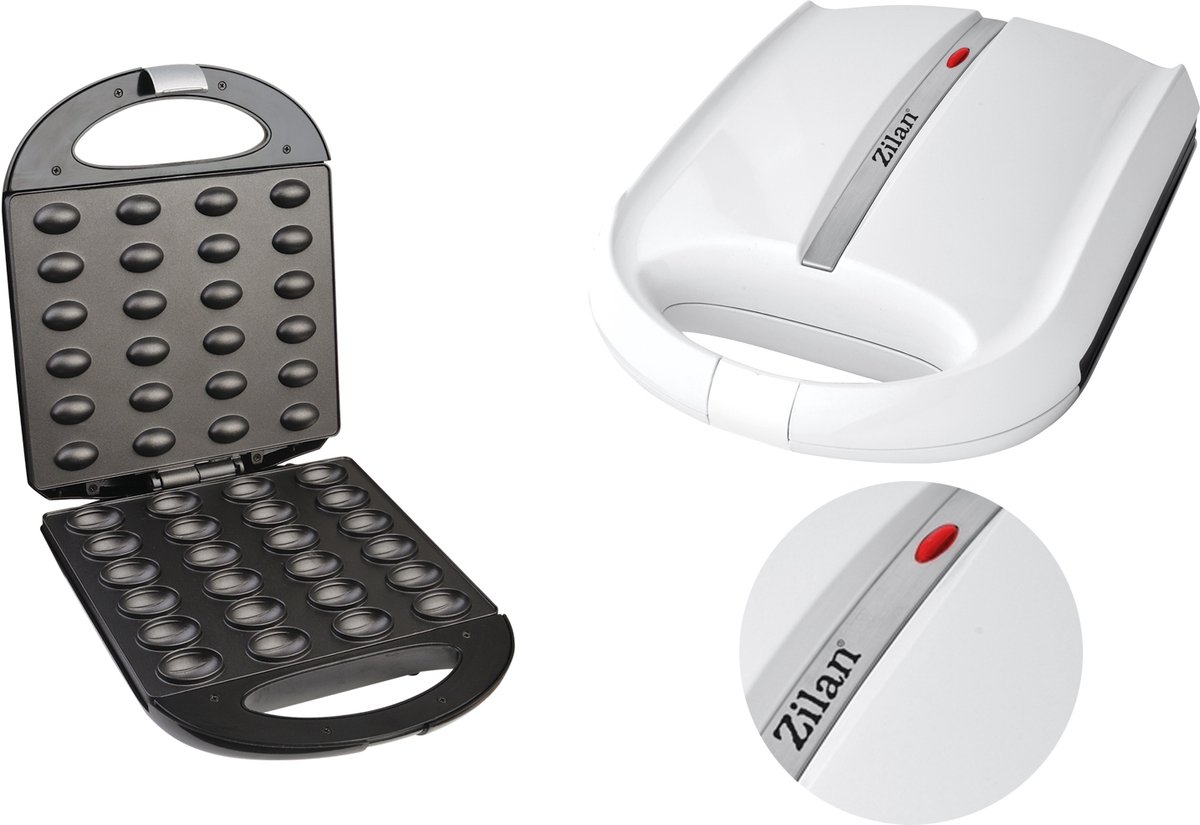 Zilan ZLN-2809 Notenkoekjesmaker - Wafelnootjes maker – 1400 W – Cake Pop Maker– Anti-aanbak & Cool-Touch – Wit