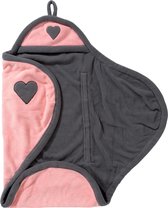 Jollein Heart Wikkeldeken  roze/antraciet