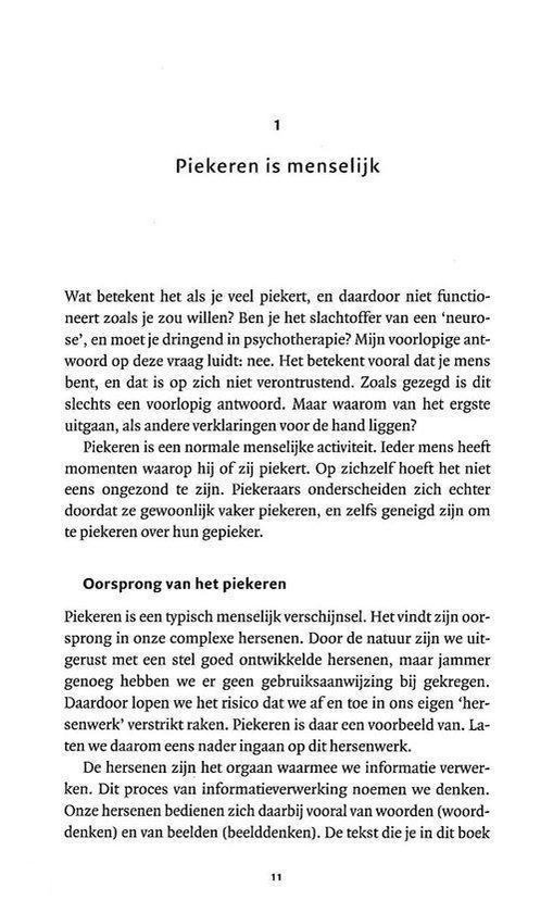 Tekstpagina met informatie over 'Piekeren is menselijk'. Pagina 11.