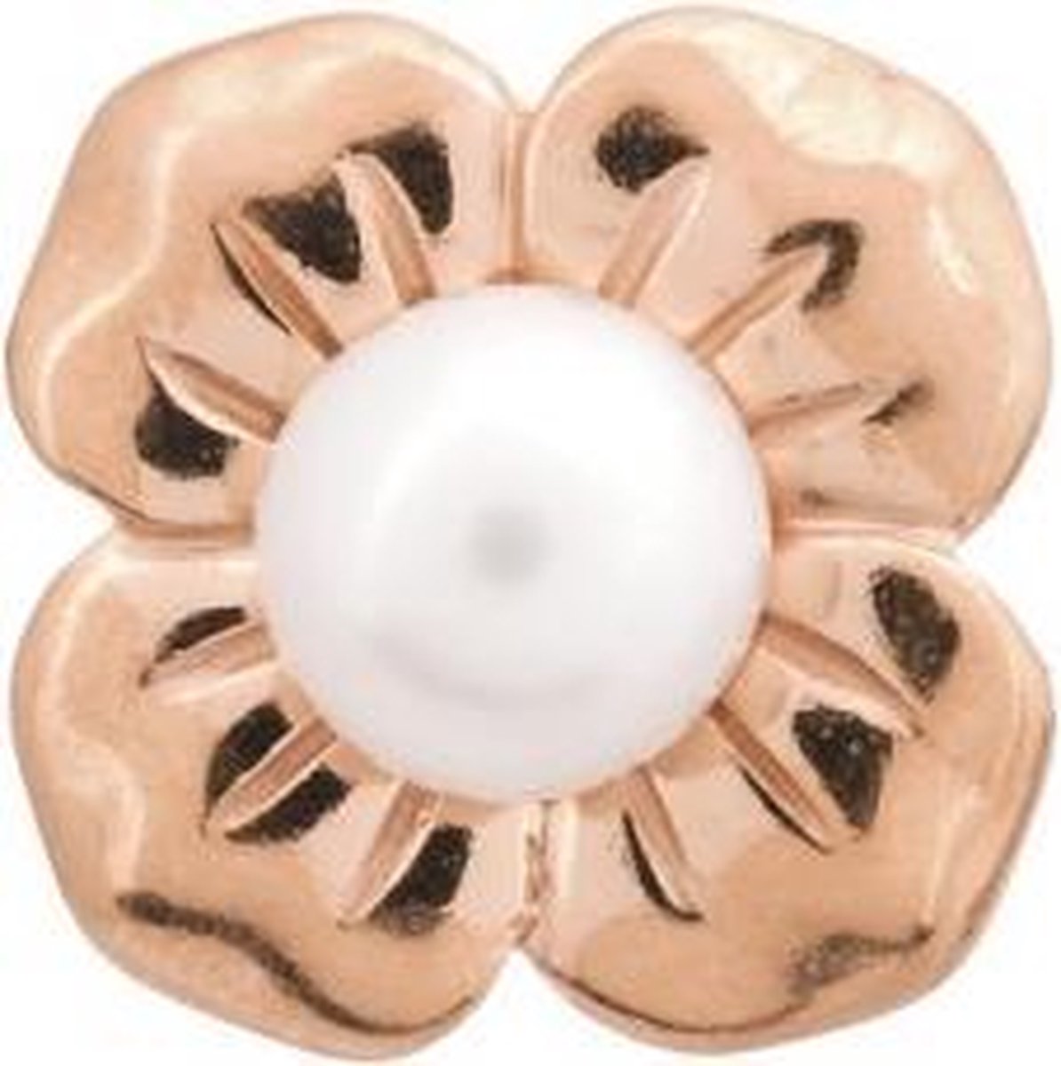 Endless Bedel Big White Pearl Flower Rose Gold Plated