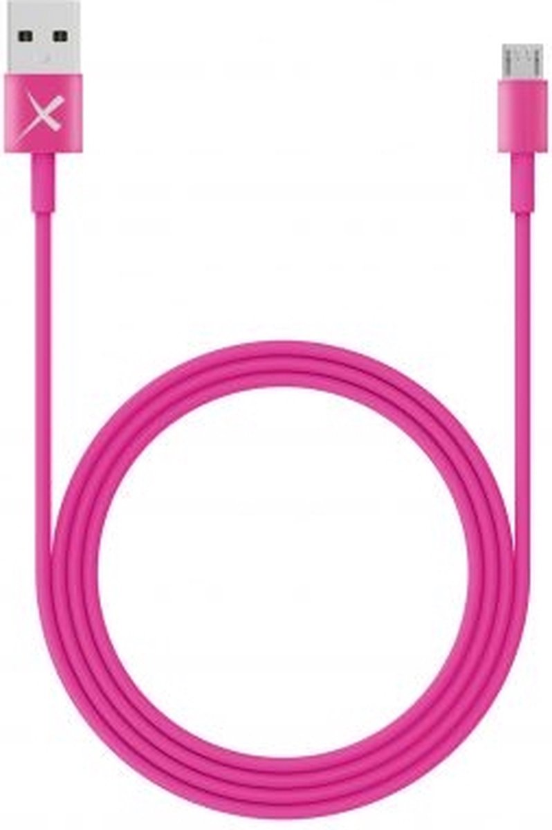 XLayer USB naar Micro-USB kabel - Oplaadkabel 3A voor Micro-USB apparaten - USB 3.0 5 Gb/s - 1 meter - roze