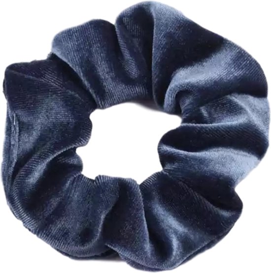 Kraagjeskopen.nl Scrunchie Velvet blauwgrijs Haarelastiek Haaraccessoire - 1 stuk