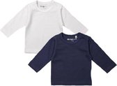 Dirkje Unisex Shirts Lange Mouwen (2stuks) Wit en Blauw - Maat 74