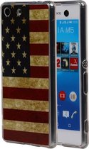 Amerikaanse Vlag TPU Cover Case voor Sony Xperia M5 Hoesje
